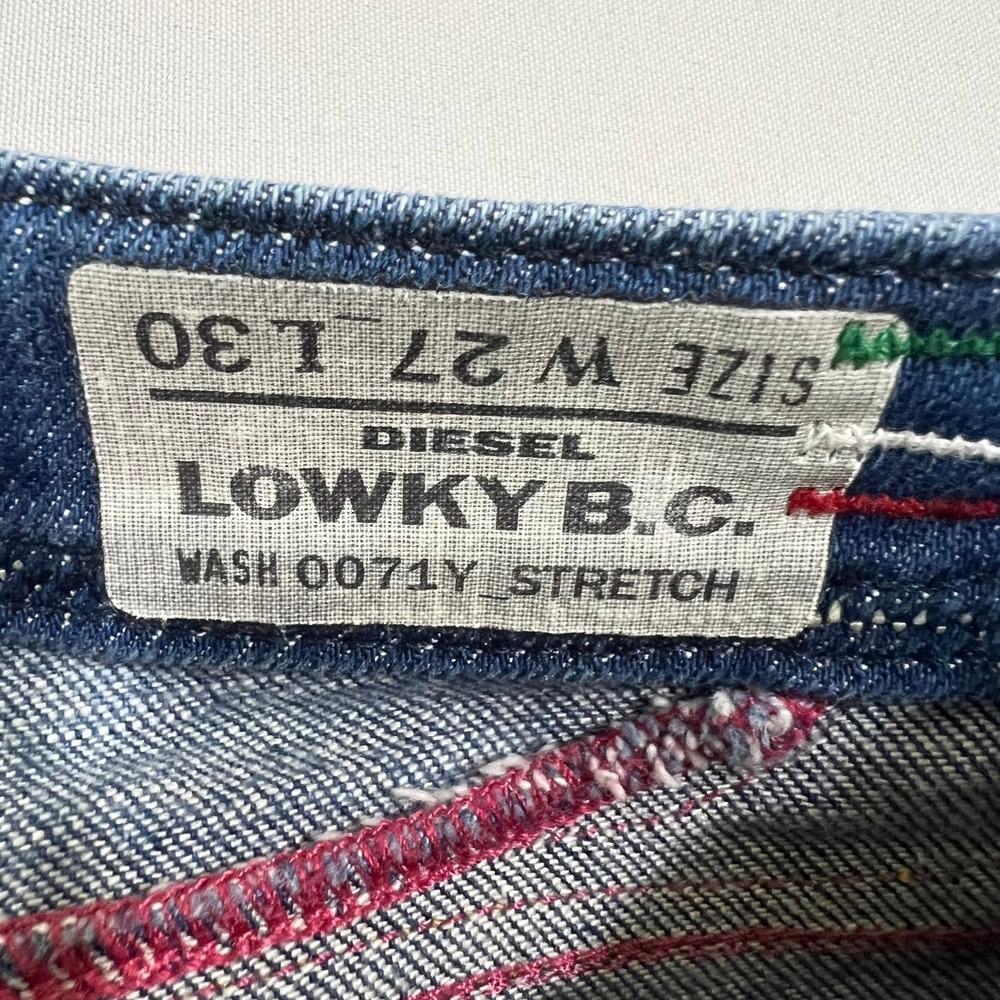 Diesel Lowky B.C. Bootcut Jeans Low Rise Embroidered Blue Womens Size 27 Fits 30 - Picture 4 of 16